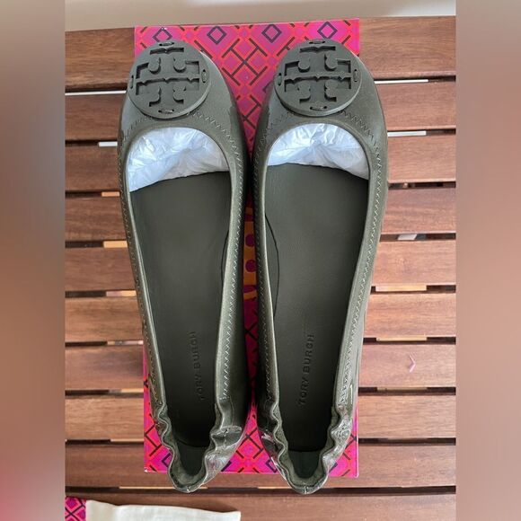 Tory Burch Minnie Ballet Travel Leather Flats Moss Women Size 5.5(141368)$228 - Picture 5 of 15